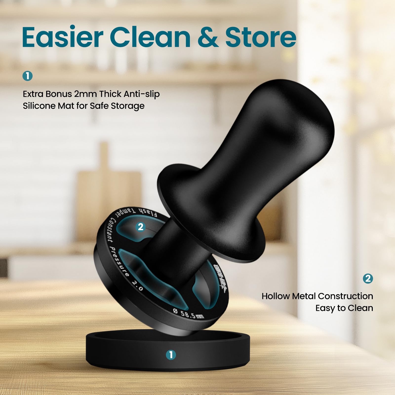 MHW-3BOMBER 51mm Espresso Tamper with 30lbs Click Feedback, 3-Spring Constant Pressure Design, Electroplated Black Threaded SUS304 Base for 51mm Portafilter, T7016-OS - Image 5