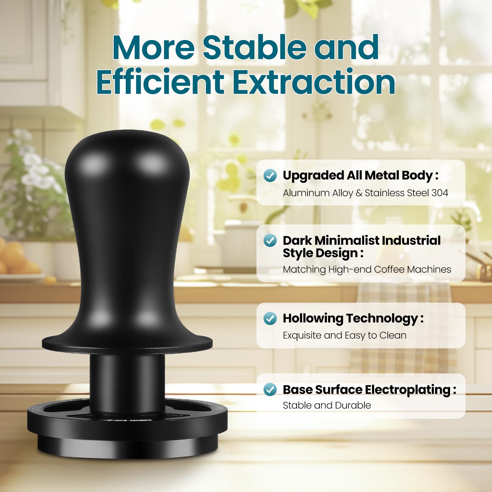 MHW-3BOMBER 51mm Espresso Tamper with 30lbs Click Feedback, 3-Spring Constant Pressure Design, Electroplated Black Threaded SUS304 Base for 51mm Portafilter, T7016-OS - Image 9