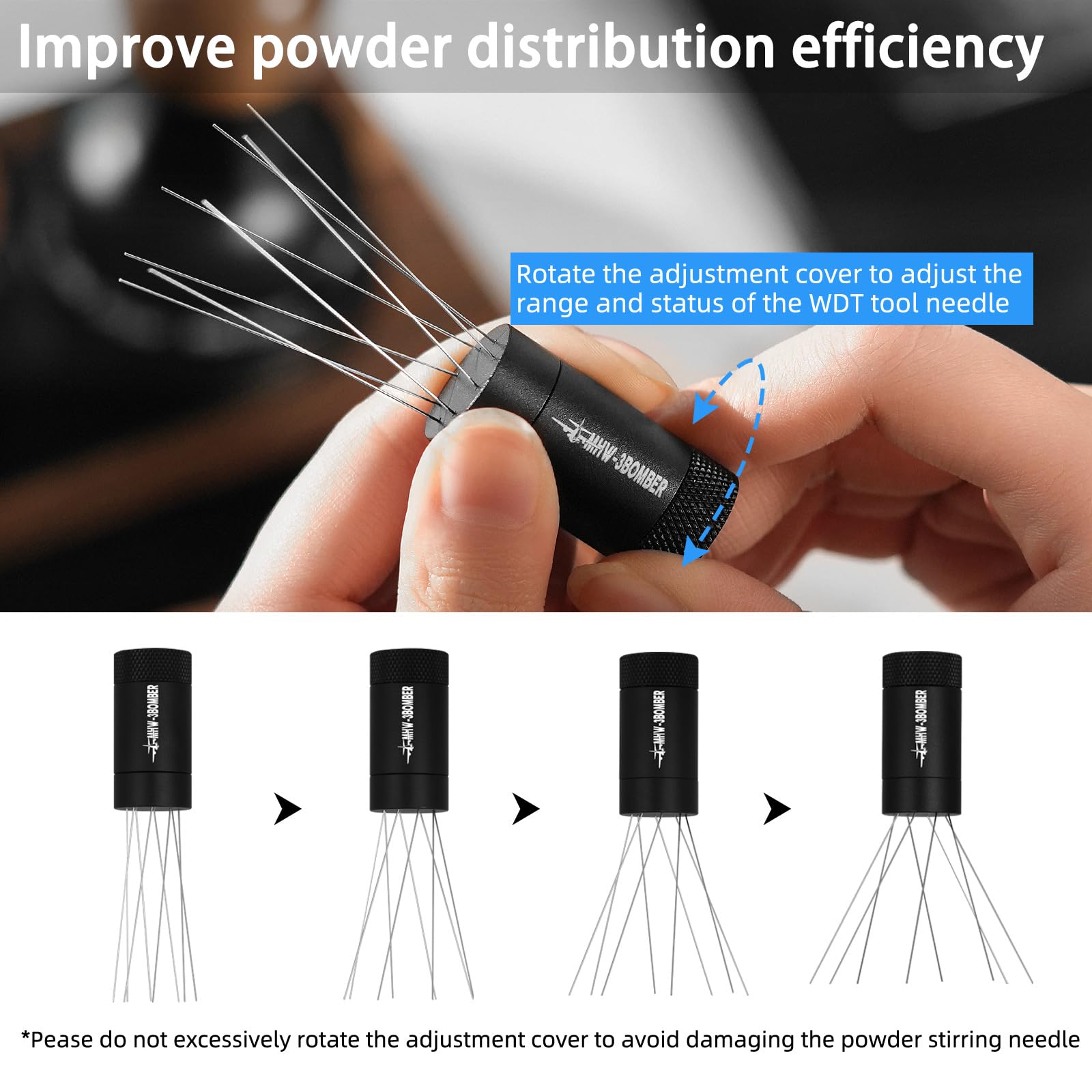 MHW-3BOMBER 54mm Espresso Dosing Funnel & WDT Tool Espresso Distribution - Image 5