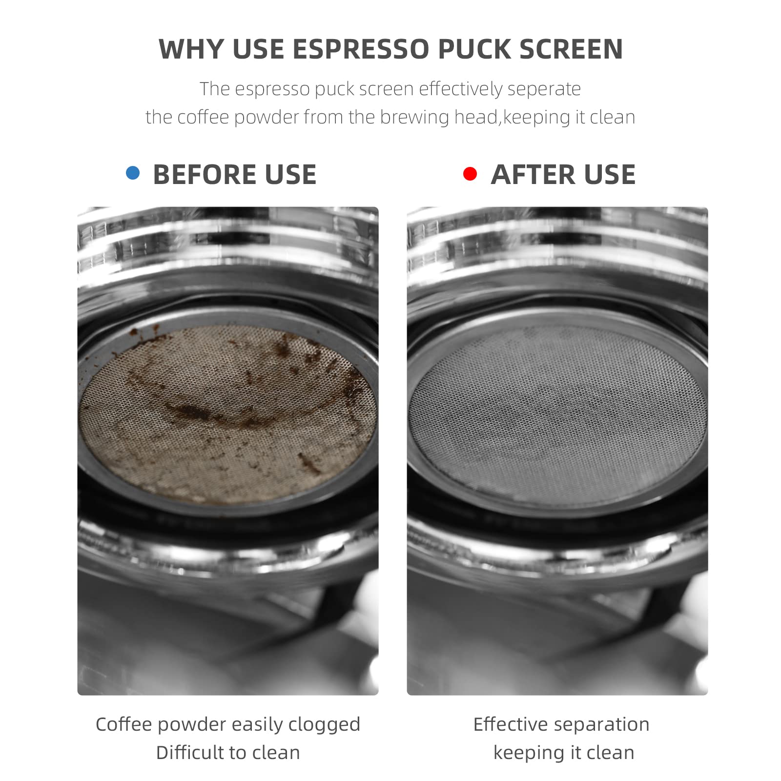 MHW-3BOMBER 54mm Puck Screen - 0.8mm Espresso Puck Screen - Metal Reusable Coffee Filter for Breville Sage 54mm Portafilter Basket - Double-layer Espresso Screen FG5591M-OS - Image 5