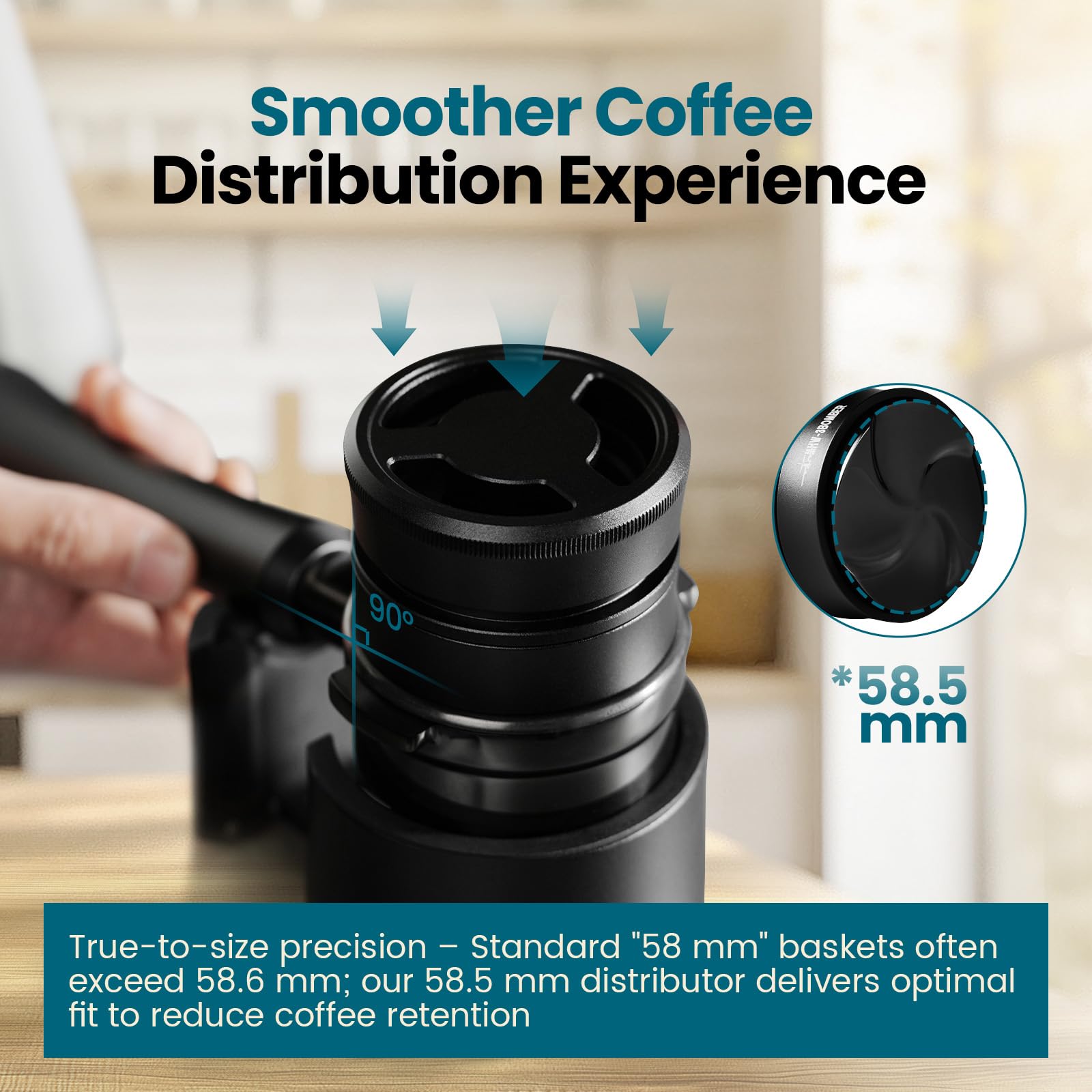 MHW-3BOMBER 58.5mm Espresso Coffee Distributor, Gravity Espresso Distribution Tool with Adaptive Height for Barista, Coffee Leveler Tools for 58mm Machine Portafilter, Astra Collection, T7021-OS - Image 4