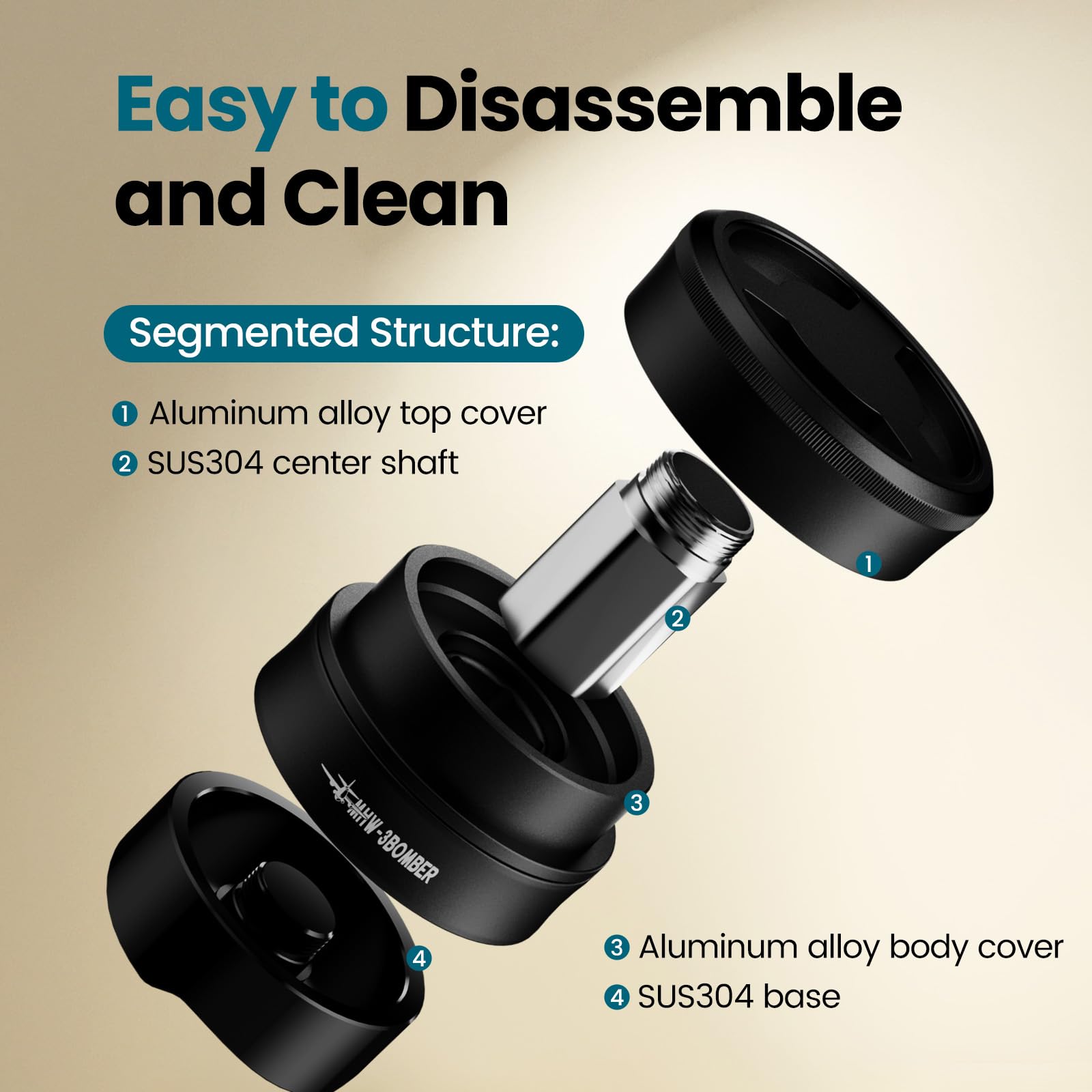 MHW-3BOMBER 58.5mm Espresso Coffee Distributor, Gravity Espresso Distribution Tool with Adaptive Height for Barista, Coffee Leveler Tools for 58mm Machine Portafilter, Astra Collection, T7021-OS - Image 6