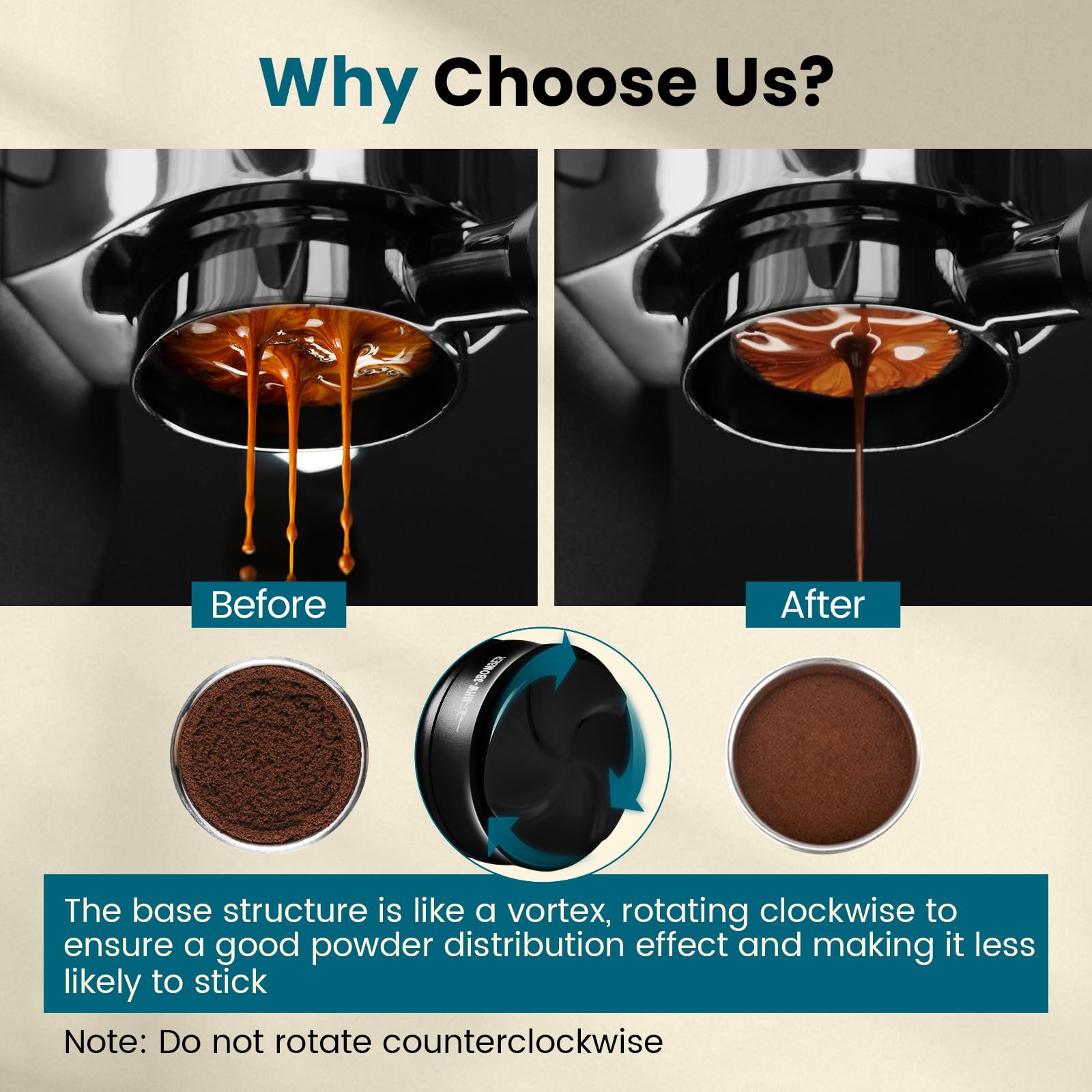 MHW-3BOMBER 58.5mm Espresso Coffee Distributor, Gravity Espresso Distribution Tool with Adaptive Height for Barista, Coffee Leveler Tools for 58mm Machine Portafilter, Astra Collection, T7021-OS - Image 7