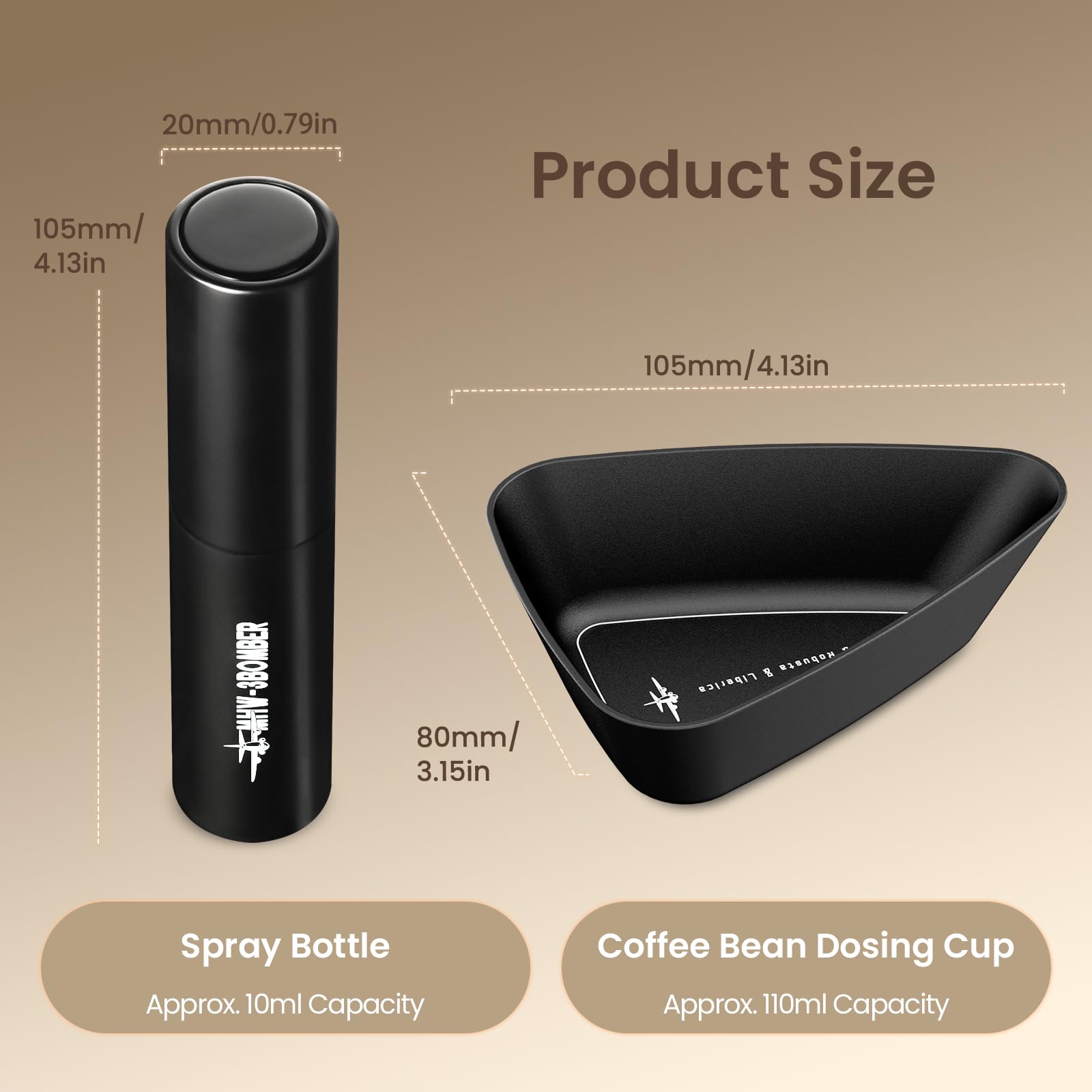MHW-3BOMBER Coffee Bean Dosing Cup and RDT Spray Bottle Set - Aluminum Espresso Dosing Cup & 10ml Static Reduction Spray - Espresso Accessories Kit Measuring Tray for Coffee Lovers P7112B - Image 6