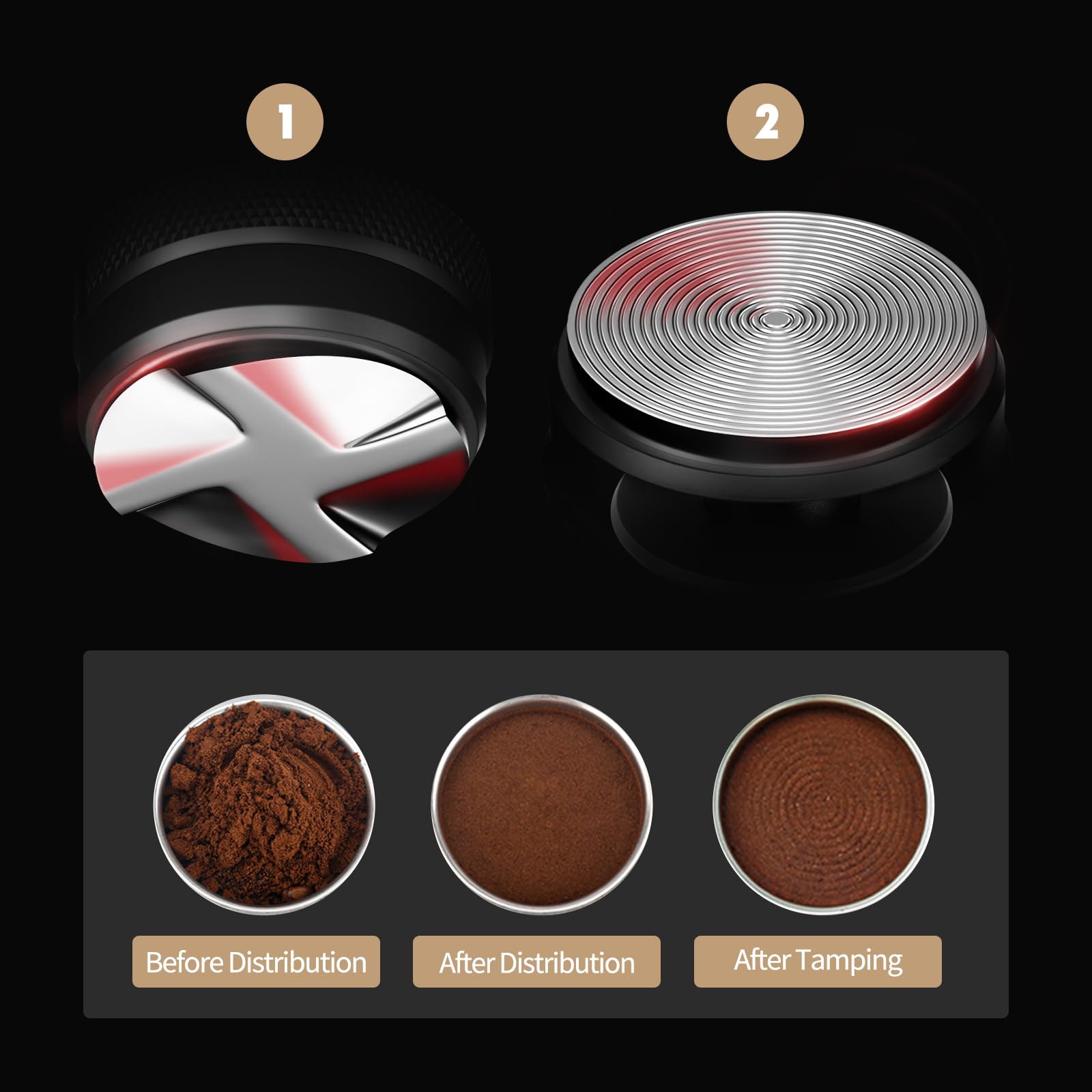 MHW-3BOMBER Coffee Distributor 54mm, 53.35mm Espresso Distribution Tool fit for 53mm/54mm Breville Portafilter, Height Adjustable Espresso Distributor, Detachable CD Espresso Leveler,T6093L4-OS - Image 6