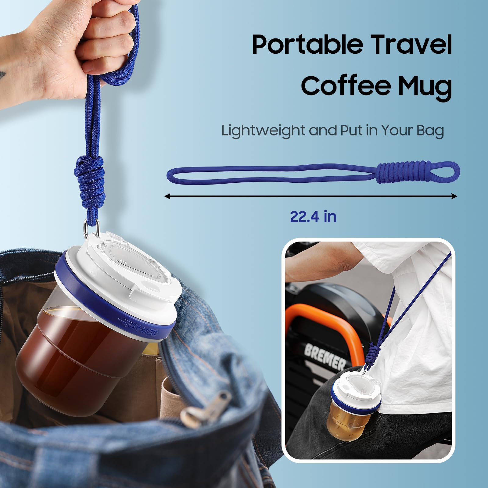 MHW-3BOMBER Cold Brew Coffee Maker Crossbody Portable 18oz - Iced Coffee Mug Tea Brewer Pitcher with Filter - Travel Coffee Tumbler for Gifts Car Office Gym, Red M5771R-OS - Image 3