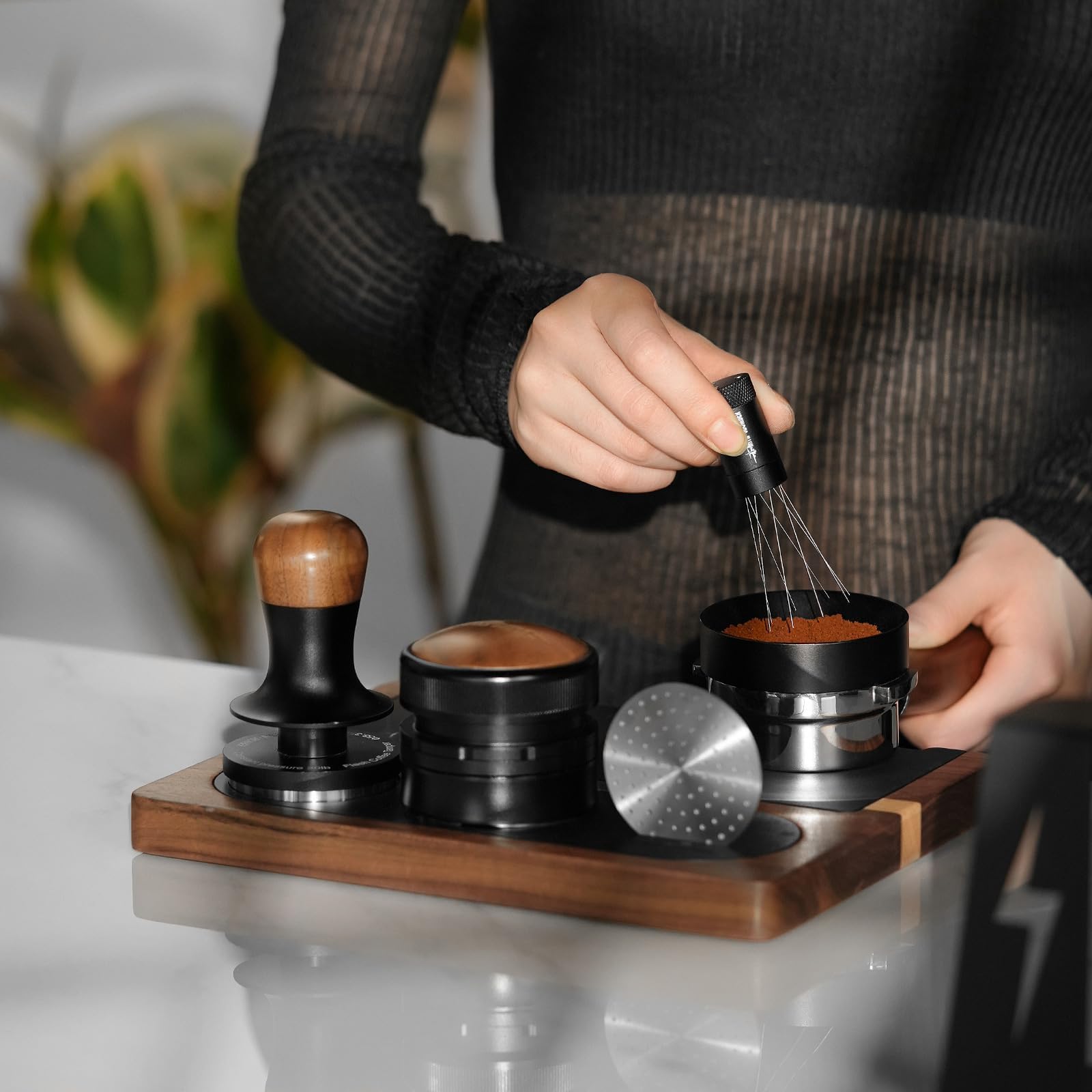 MHW-3BOMBER WDT Tool Espresso Distribution Tool with Magnetic Stand, Adjustable Needle Range, 0.4mm Stainless Steel Needles (8+6 Spare), Anti-Clumping Coffee Stirrer for 51/54/58mm Portafilter, T6126 - Image 6