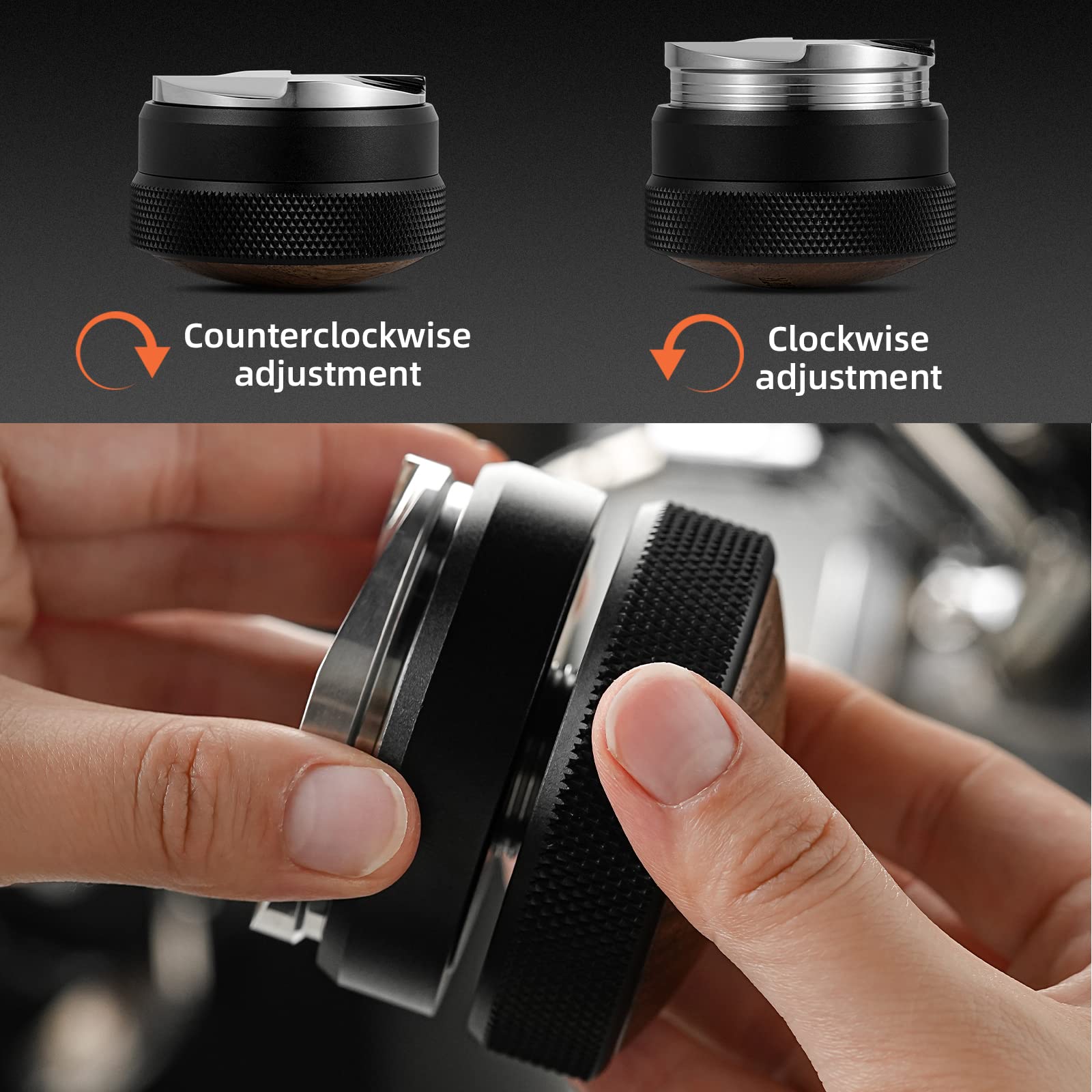 MHW-3BOMBER Espresso Coffee Distributor 58.35mm, Espresso Distribution Tool with Wooden Lid, Adjustable Height Coffee Leveler with Non-slip for 58mm Portafilters, Espresso Accessories T5270L4 - Image 4