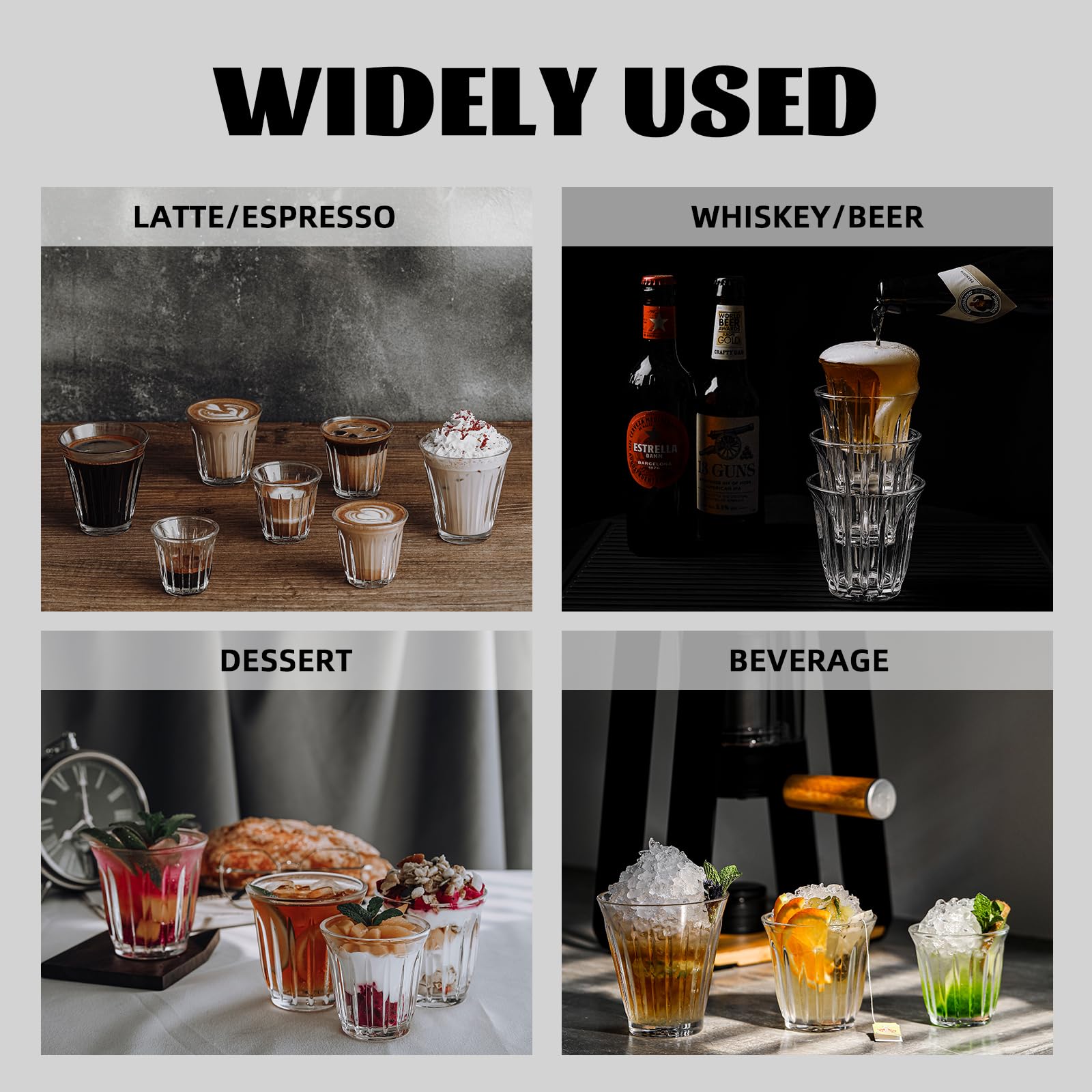 MHW-3BOMBER Espresso Coffee Glasses Set of 6 Drinking Glasses 8.1OZ Latte Glasses for Beverage, Water, Whiskey, Juice, Cocktail, Beer G6195-OS - Image 3