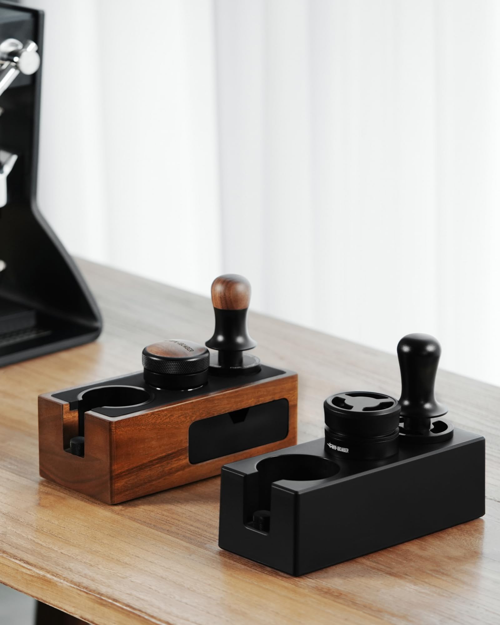 MHW-3BOMBER Espresso Tamping Station, 4 in 1 Walnut Espresso Organizer Box with Magnetic Drawer for Storage 51-58mm Espresso Tamper,Distributor,Portafilter and Espresso Accessories,CH6718 - Image 7
