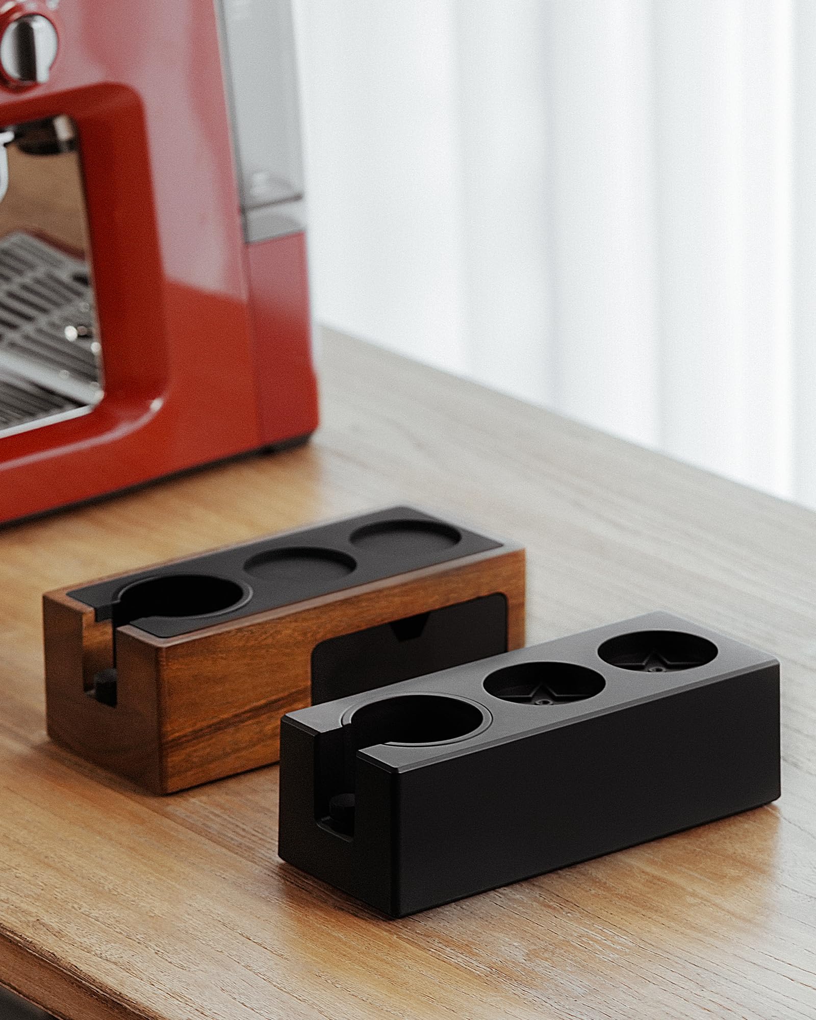 MHW-3BOMBER Espresso Tamping Station, 4 in 1 Walnut Espresso Organizer Box with Magnetic Drawer for Storage 51-58mm Espresso Tamper,Distributor,Portafilter and Espresso Accessories,CH6718 - Image 8