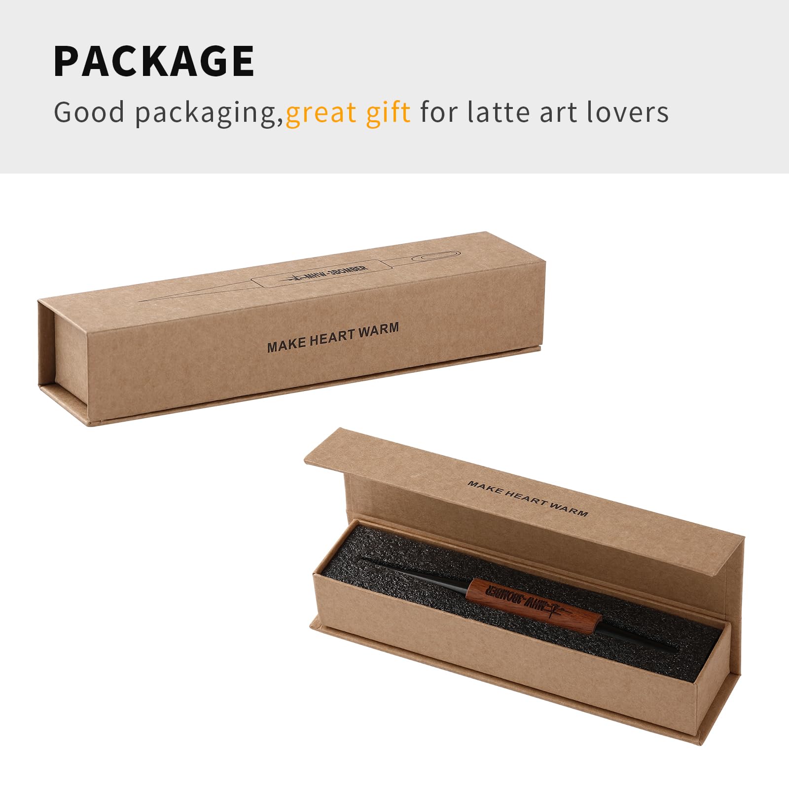 MHW-3BOMBER Latte Art Pen for Barista, Rosewood Coffee Art Pen for Latte, Cappuccino, Macchiato, Espresso Art Tool Barista Gift, CN5400R - Image 4