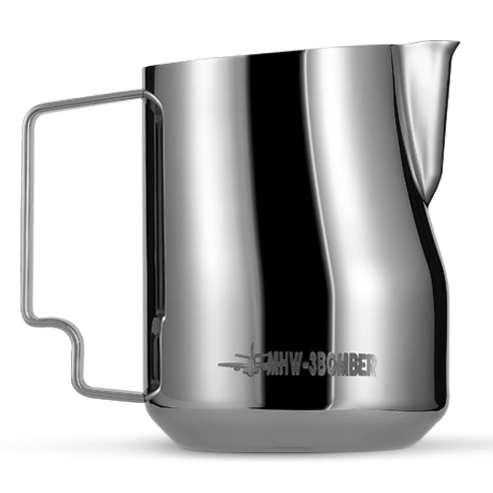 MHW-3BOMBER Milk Frothing Pitcher 12oz/350ml Milk Frother Cup Espresso Steaming Pitcher Stainless Steel Milk Frother Cup Barista Latte Art Round Spout Latte Art Pitcher P7121S - Image 8
