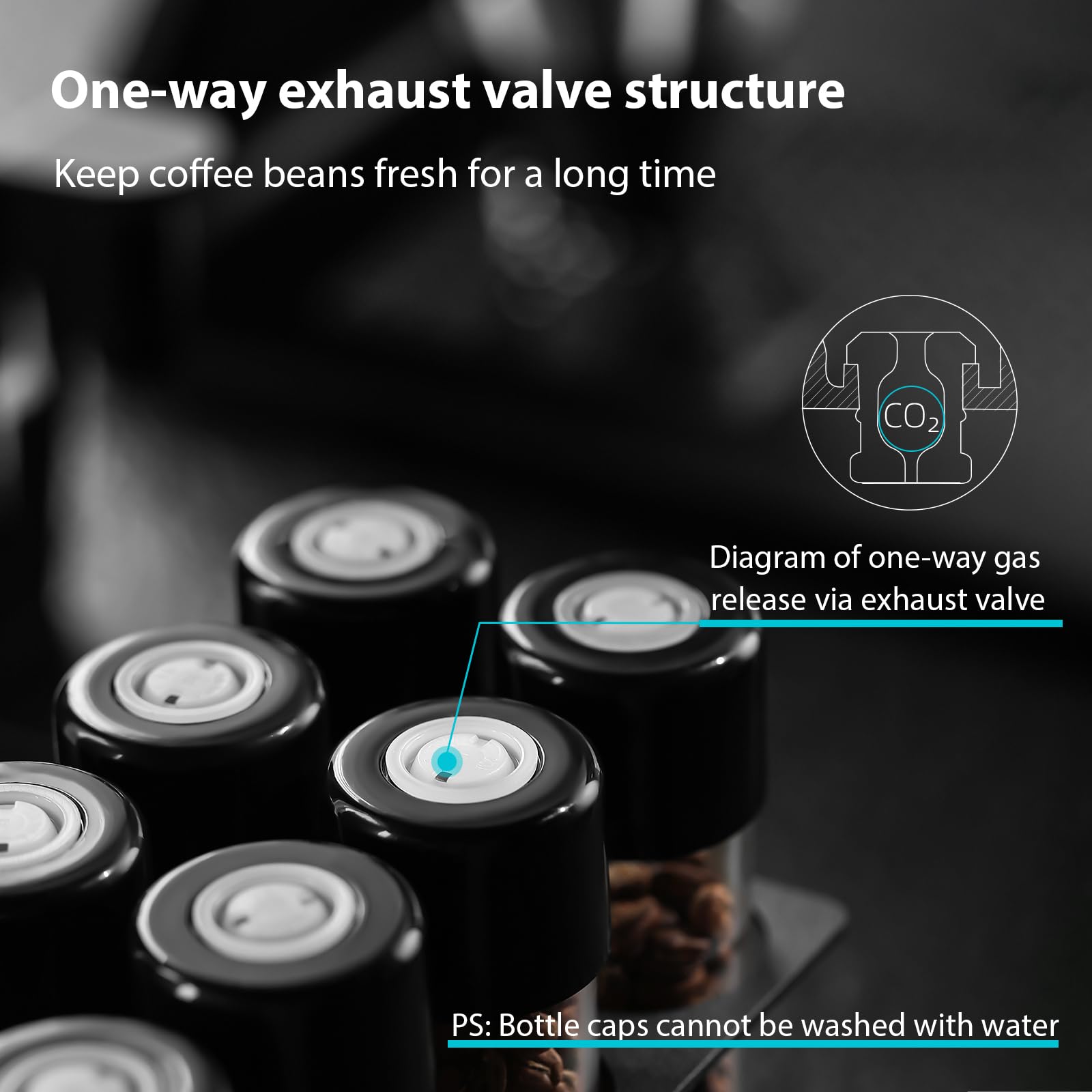 MHW-3BOMBER Single Dose Coffee Bean Storage Tubes, 8 pcs, Coffee Bean Cellars with One-Way Exhaust Valve,Espresso Dosing Vials with Walnut Stand & Hopper, C5152-OS - Image 3