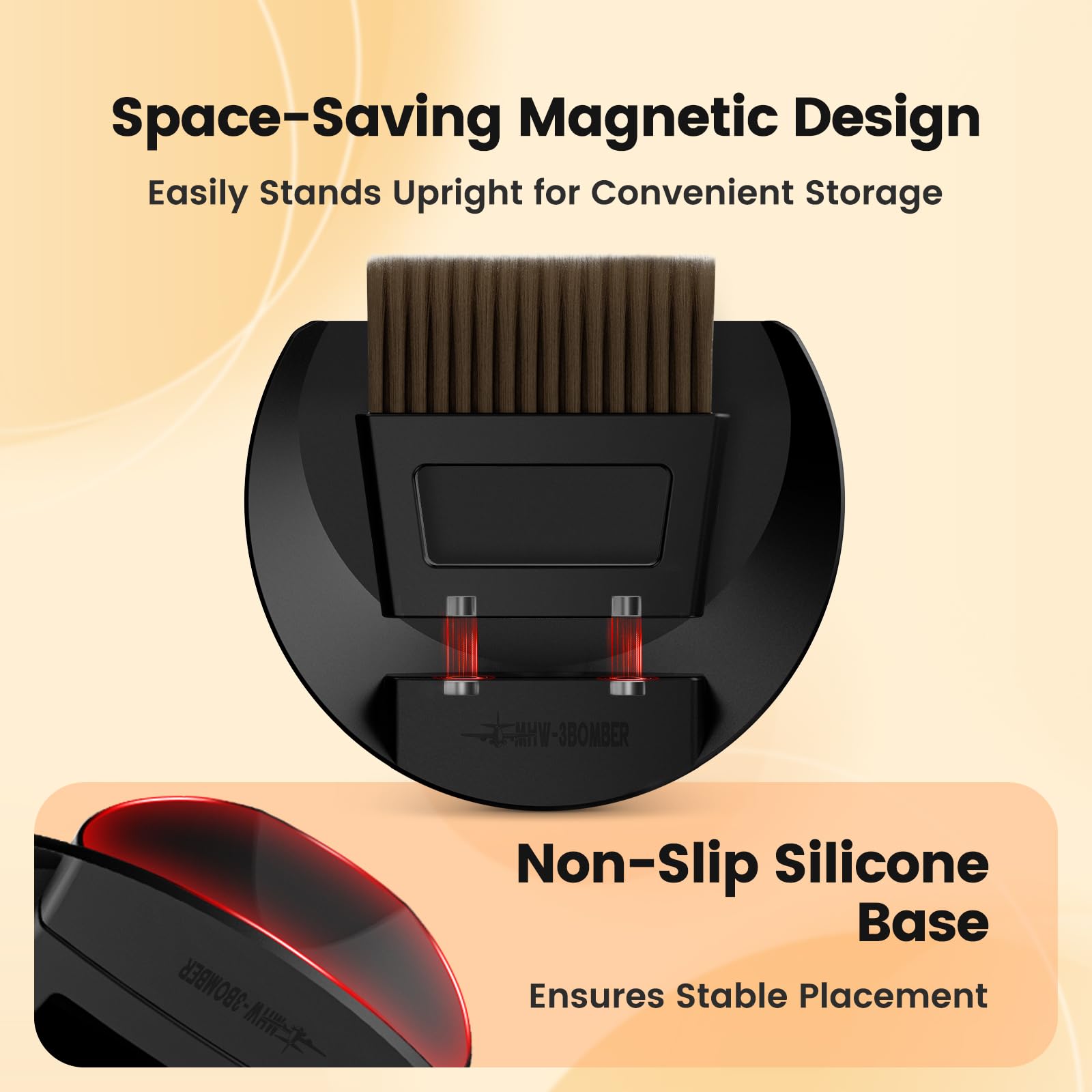 MHW-3BOMBER Small Coffee Brush, Hand Broom and Dustpan Set, Magnetic Small Brush and Dustpan Set Soft Bristles, Dust Pan Brush for Home Kitchen Coffee Counter Office, B5188B - Image 3