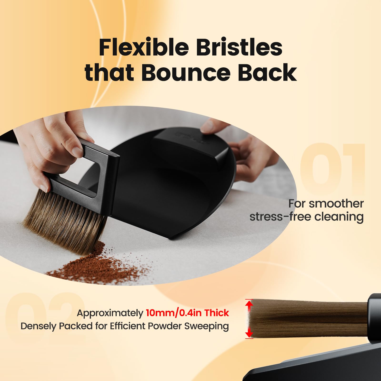 MHW-3BOMBER Small Coffee Brush, Hand Broom and Dustpan Set, Magnetic Small Brush and Dustpan Set Soft Bristles, Dust Pan Brush for Home Kitchen Coffee Counter Office, B5188B - Image 4