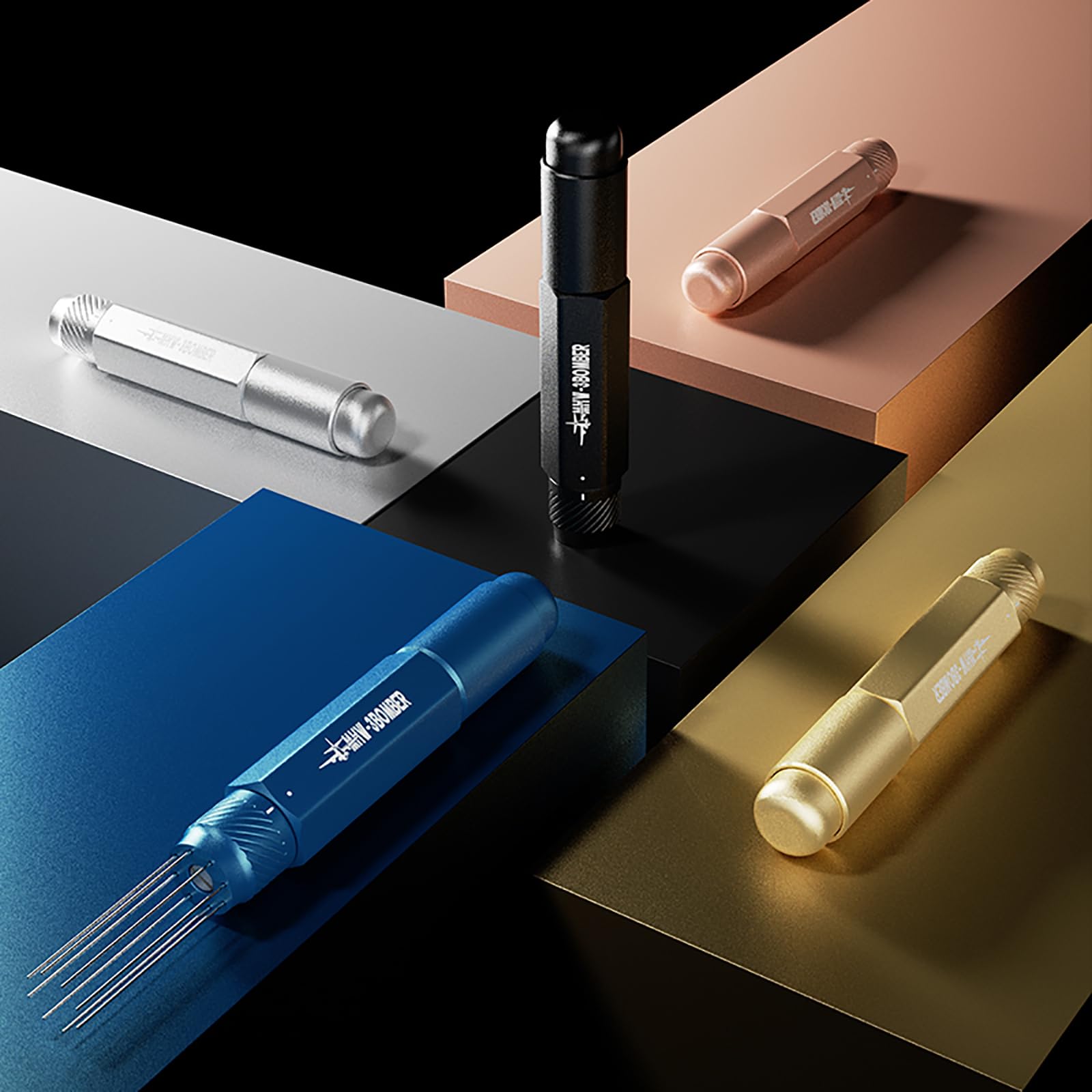 MHW-3BOMBER WDT Tool Espresso Distribution Tool Retractable Espresso Coffee Stirrer, Adjustable Range Coffee Distributor for Barista, Magnetic Store, 0.4mm 8 Needles with 8 Extra, Gold, T6190-OS - Image 5